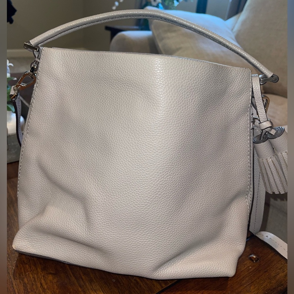 kate spade Pebbled Leather Hobo Bag in Light Gray